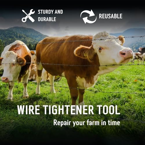 Fence Stretcher Tool Kit - 50-Pack 1/4" Wire Tightener Clips + Heavy-Duty Handle for Barbed Wire, Chain Link & Farm Fencing - Rust-Resistant Tensioner for Ranch, Garden, Pasture - style: 50-Pack