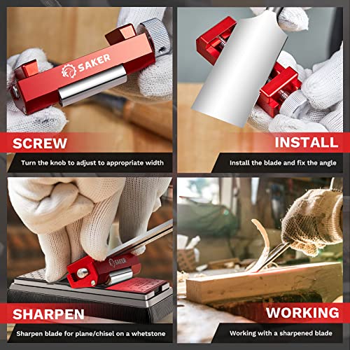 Saker Chisel Sharpening Jig, Chisel Sharpener Wood Honing Guide - style: Red Honing Guide and Stone