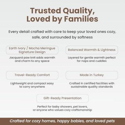 Organic Cotton Pet Blanket 30x38 in, Sherpa, Earth Ivory/Mocha - color: Earth Ivory / Mocha Meringue