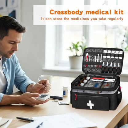 Boczif First Aid Bag Empty, Emergency Kit Bag(black with shoulder strap) - color: black with shoulder strap