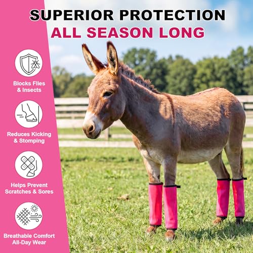 Donkey Fly Boots, Breathable Mesh Leg Wraps - color: Pink
