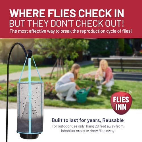 1 Flies Inn LITE Fly Cage Ranch Fly Trap with 2 Flies Inn Fly Bait Refill, Low Odor, Reusable, Built to Last for Years - style: Fly Cage Fly Trap