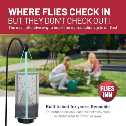 1 Flies Inn LITE Fly Cage Ranch Fly Trap with 2 Flies Inn Fly Bait Refill, Low Odor, Reusable, Built to Last for Years - style: Fly Cage Fly Trap