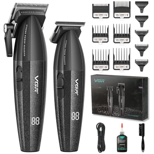 VGR 640 Professional Hair Clippers for Men with Clipper Trimmer Set, Black - color: Black