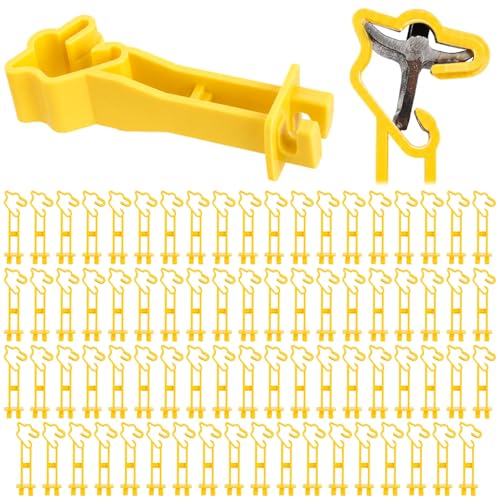 75Pcs Reversed Extender Electric Fence T Post Insulators, Yellow