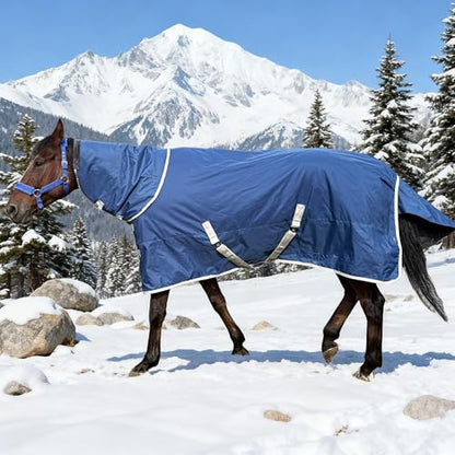 Winter 1200D Premium Turnout Horse Blanket,Medium Weight Waterproof Blanket (Back Length 81 inches (155cm) with Cover) - size: Back Length 81 inches ( 155cm ) with cover