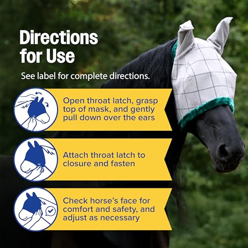 Farnam SuperMask II Horse Fly Mask with Ears, Small Size, Color May Vary