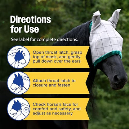 Farnam SuperMask II Horse Fly Mask Basic, Protects Eyes, Large Size - size: Large Horse