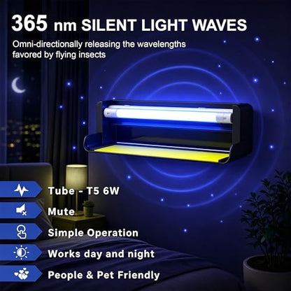 Fruit Fly UV Light Trap Indoor Commercial for Restaurants Bug Zapper 1 PCS - style: 1pack-Black-w/5 Sticky Glue Boards