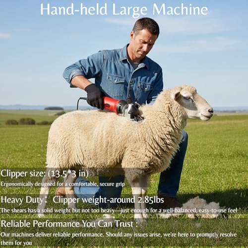 Sheep Shears 500W Professional 6 Speeds, Heavy Duty Sheep Clippers for Sheep, Alpacas, Goats and Thick Coat Animals - color: Red
