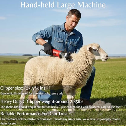 Sheep Shears 500W Professional 6 Speeds, Heavy Duty Sheep Clippers for Sheep, Alpacas, Goats and Thick Coat Animals - color: Red