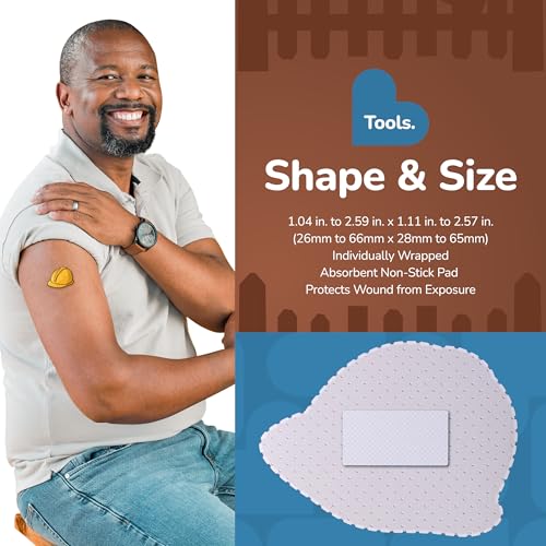 BioSwiss Bandages, Tools Shaped Self Adhesive Bandage Set, Latex Free, Sterile Wound Care, 50 Count - color: Tools, size: 50-Count Tin