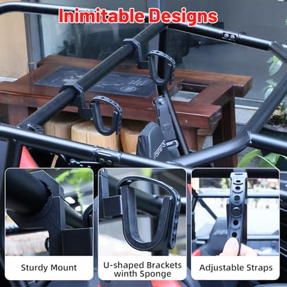 StarknightMT UTV ATV Hunting Tool Gun Rack Holder Fits 1" to 2" Roll Cage, Alloy Steel Mount with Protective Foam Compatible with Polaris RZR Ranger Can-Am Kawasaki Golf Cart