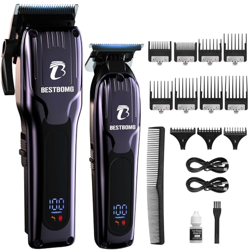 BESTBOMG® Professional Hair Clippers for Men, Clipper & Trimmer Set, Blue - color: Blue