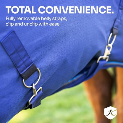 Kensington Horse Pony Turnout Blanket - (80g Fill) Lightweight - 1200D Ripstop - Waterproof, Breathable, Wicking Liner - Best for Mild Spring/Fall Weather: Size 63