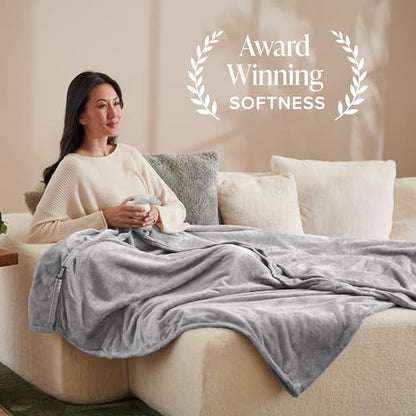 Bare Home Fleece Blanket Luxury Microplush (Full/Queen, Light Grey) - color: 03 - Light Grey, size: Full/Queen