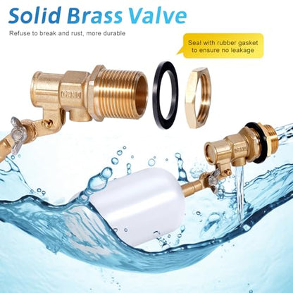 2 Pack 3/4 inch Brass Water Float Valve Pool Auto Fill Float Valve | Garden Hose Float Valve with Adjustable Arm, Water Level Control for Water Trough,Fountains,Water Tank,Ponds,Pool,Aquariums - color: 3/4 in