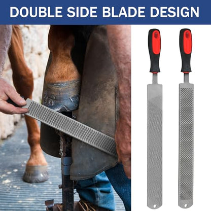 Gisafai 2 Pcs 18 Inch Rasps for Shoeing Horses with Handle Trimming File Carbon Steel Farrier Tools for Repair Horse Goat Hooves Cow Donkey Pig Animal Hooves Repairing Wood Working Supplies - size: 18 Inch