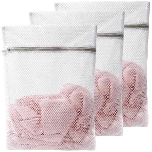 Mesh Laundry Bags for Delicates,16 x 20 Inches Honeycomb Zippered Washing Bags for Lingerie and Delicate Garments, 3 Pack