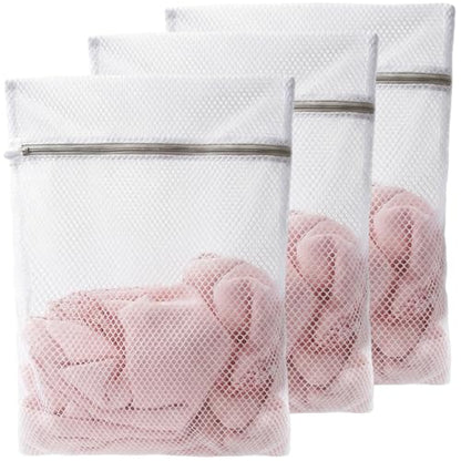 Mesh Laundry Bags for Delicates,16 x 20 Inches Honeycomb Zippered Washing Bags for Lingerie and Delicate Garments, 3 Pack