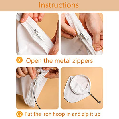 4 PCS Extra Fine Mesh Strainer Bags with Handle, Reusable Thai Tea Strainer, Cheesecloth for Straining NutMilk Coffee Milk Juices Honey Wine Oil Yogurt (2 Medium & 2 Small) - color: 2 Small+ 2 Medium Size