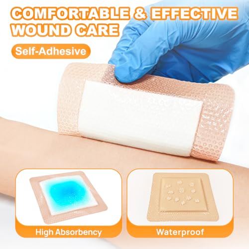 Carbou Silicone Super Absorbent Wound Dressing 5" x 5", 10 Individual Pack - size: 5"x5"