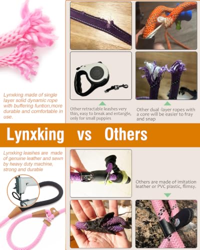 Dog Leash Slip Lead Braided Rope Pet Training Loop Leashes 5ft 6ft 8ft - color: Pink