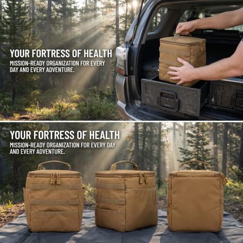 Travel Medicine Bag,Medication Pill Bottle Organizer Empty Case - color: Square Brown