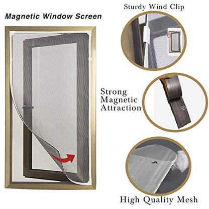 NeatiEase Magnetic Window Screen Size Up to 72 Inchx 48 Inch Max - DIY Screen Window with Full Frame Magnetic Strip Easy Installation (White) - size: 72"x48"