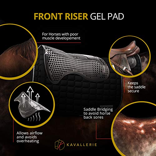 Kavallerie Gel Saddle Pad - Helps with Saddle Bridging, Sore Back, Swayed Back, High Withers English Bareback Pad for Horses, Protective, Perfect for Eventing, Schooling, Dressage - size: Front Riser