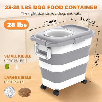 HOYTAMDAR 25-28lb Collapsible Dog Food Storage Container,Dog Food Container - color: Grey-28lbs