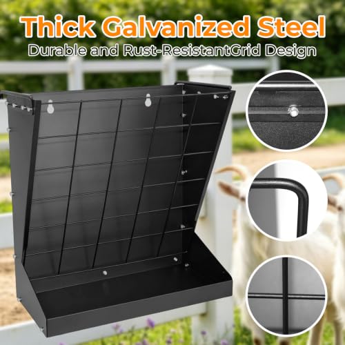 2 in 1 Wall Mount Hay and Grain Feeder, 25 Gallons Livestock Feeder