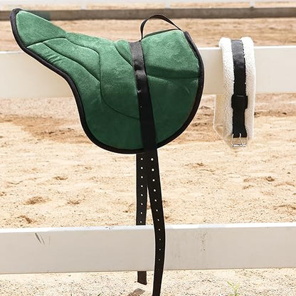 Harrison Howard Equestrian Saddle Pad Horse Riding Pad Bareback Pad with Girth - color: Forest Green