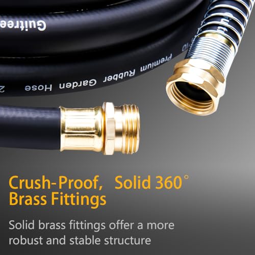 Guitrees Garden Hose 150FT x 3/4”, Heavy Duty Rubber Hose, Water Hose with Five Layered Braiding, Male Female Fittings, 1000PSI Burst, 300PSI Working (Black) - color: Black, size: 3/4 150FT Male to Female