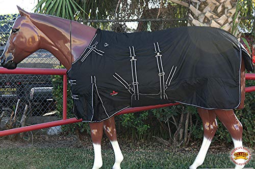 HILASON 600D Turnout Light Winter Blanket Horse Black 84 - size: 84 In