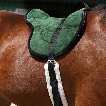 Harrison Howard Equestrian Saddle Pad Horse Riding Pad Bareback Pad with Girth - color: Forest Green