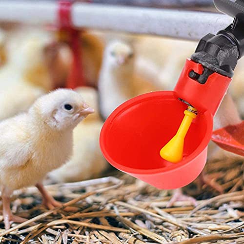 10 Pack Automatic Chicken Waterer Cups with 1/2" PVC Tee Fitting, Chicken Water Feeder Chicken Waterer Cups for Chicken Quail Pigeon Duck