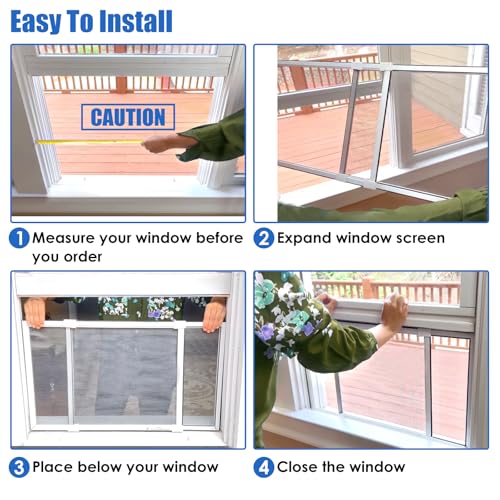 4 Pack Expandable Window Screen, 2 Way Adjustable Sliding Window Screen, Horizontal (24" H x 25" - 45" W), Horizontal and Vertical Adjustable, Replacement Screen for Window, Window Screens Mesh - size: 24"H x 25"-45"W