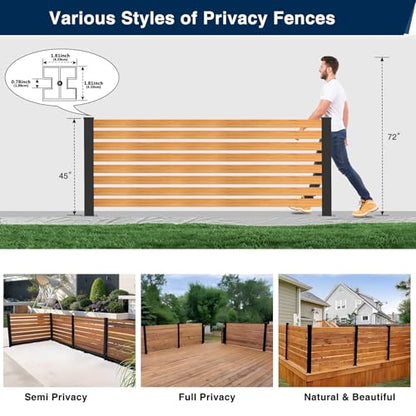 45" Aluminium Privacy Fence Line Post, 4 Pack - color: 4 Pack 180 Degree