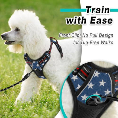 BARKBAY Dog Harness for Small Sized Dog No Pull Mesh 2 Clips Dog Vest - color: Blue Star-Mesh, size: Small