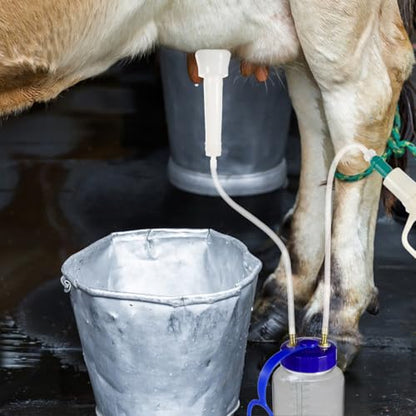 Abaodam Cow Milking Machine Portable Manual Milker Hand Pump for Cattle Sheep and Goats Food Grade Teat Cup Kit with 1000Ml Bottle for Farm and Dairy Use