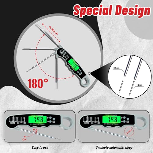 Meat Thermometer Digital, Instant Read Digital Meat Thermometer - color: Grey