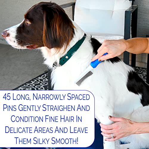 45 Pin Face & Finishing Comb With Stainless Steel Metal Teeth - Dogs, Cats & Small Animals for Removing Matted Fur, Knots & Tangles - style: 45 Pin Comb - Long