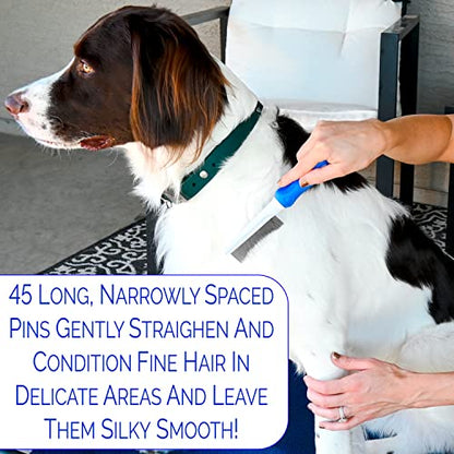45 Pin Face & Finishing Comb With Stainless Steel Metal Teeth - Dogs, Cats & Small Animals for Removing Matted Fur, Knots & Tangles - style: 45 Pin Comb - Long
