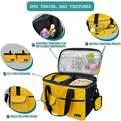 PetAmi Dog Travel Bag Organizer, Pet Supplies Diaper Tote, Yellow Medium - color: Yellow, size: Medium - 14.5"L x 8"W x 12.0"H