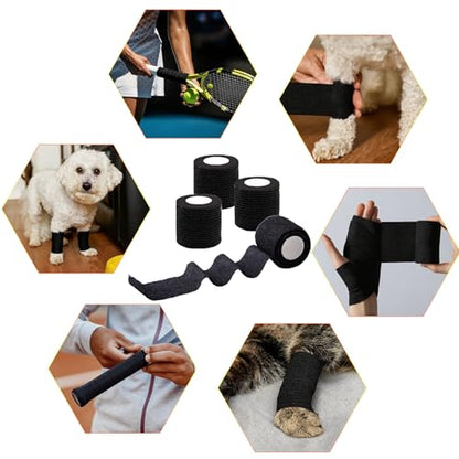 BQTQ 50 Rolls Self Adhesive Bandage Wrap 2 inch Self Adherent Tapes(Black) - color: Black, size: 2 Inch