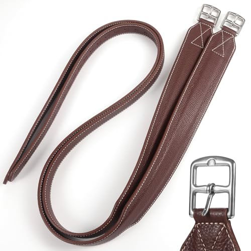 Jeereal Stability Stirrup Leathers with Strong Nylon Core for Equestrian Riding Wide Body English Stirrup Leathers - size: 58" / 145cm