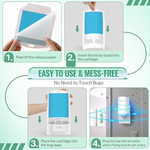 Qualirey 20 Pack Flying Insect Trap Refill, Compatible with osvdo Indoor Plug in Fly Trap for Home, Replacement Glue Cards, Bug Zapper Sticky Pads, Glue Boards Insect Catcher for Fly Mosquito Bug