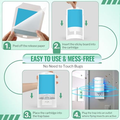 Qualirey 20 Pack Flying Insect Trap Refill, Compatible with osvdo Indoor Plug in Fly Trap for Home, Replacement Glue Cards, Bug Zapper Sticky Pads, Glue Boards Insect Catcher for Fly Mosquito Bug