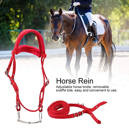 Horse Bridle Reins, Adjustable Horse Bridle Rein Harness Headstalls Removable Snaffle with Soft Cushion